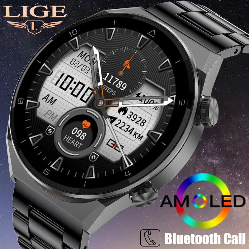 

LIGE Bluetooth Call 2022 NFC Smart Watch Men Smartwatch Door Access Control Wireless Charging Fitness Bracelet 1.45" HD Screen