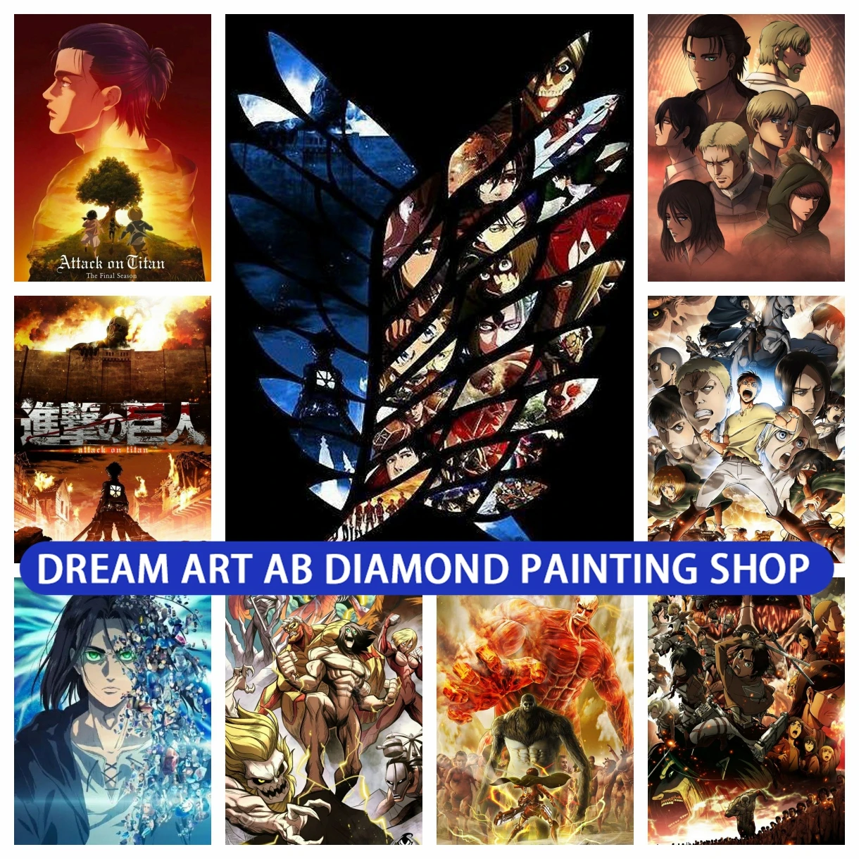 

Attack On Titan Posters 5D AB Diamond Painting Eren Levi Cartoon Diamond Mosaic Embroidery Handcraft Gift Anime Decor Room Wall