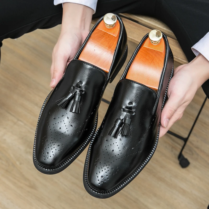 

2023 Fashion Sunshine Men Leather Shoes Dress Shoes Men Brand Leather Shoes Classic Tassel Mans Formal Shoes Free Shipping