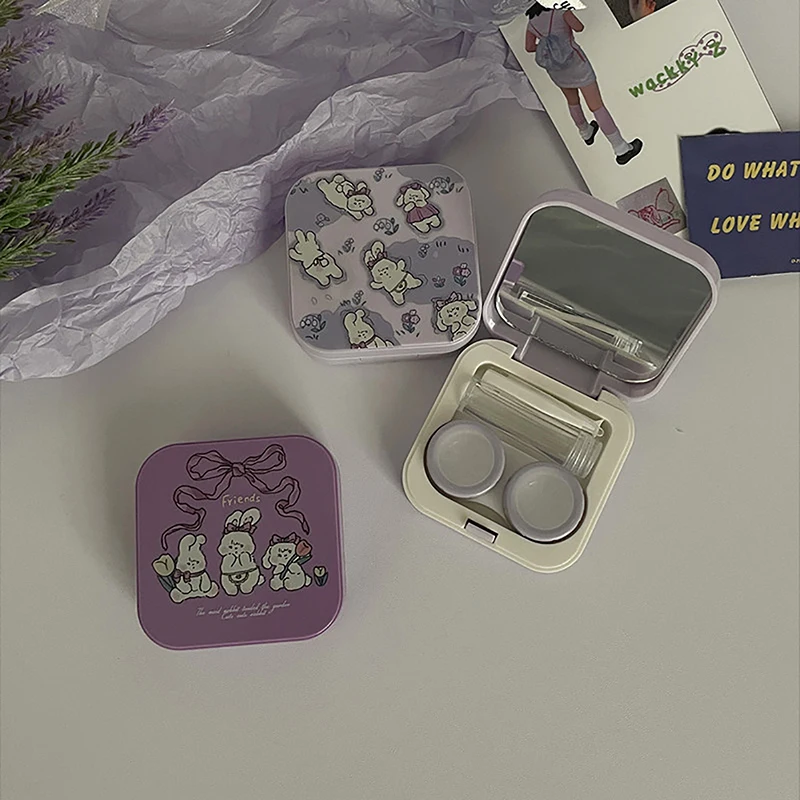 Милый мультяшный контейнер для хранения контактных линз девушек и женщин