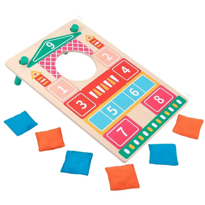 

Bean Bag Game Sand Bag Toy Wood Cornhole Set Educational Toy Kit For Kids Children Above 3 Years Old Developing Positivity