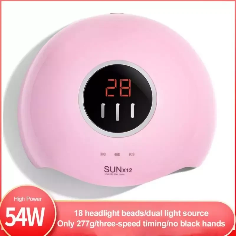 

2022New Lamp 54W Nail Dryer UV Nails Lamp Intelligent Sensor Phototherapy Lamp Three-speed Timing USB Phototherapy Machine