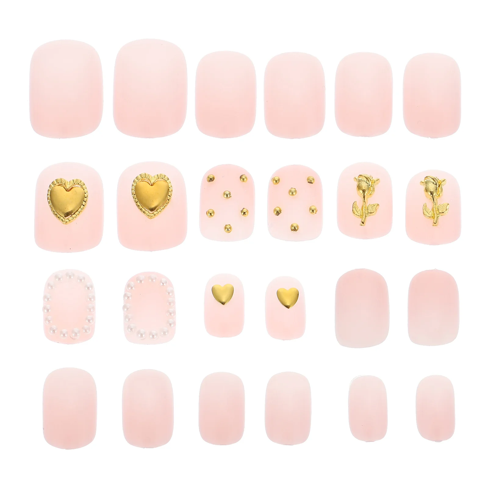 

24pcs Rose Pearl Girl Finished Nail Tip Manicure DIY Tips Fake Nail Tips