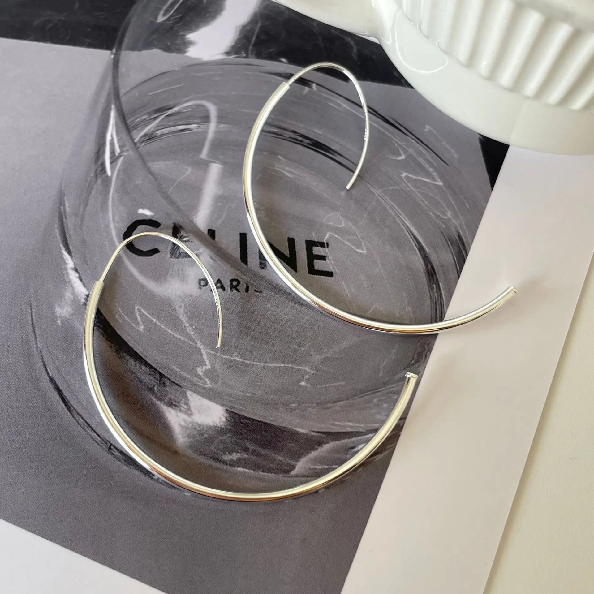 

Женские серьги-волны с геометрической линией, серебро 925 пробы