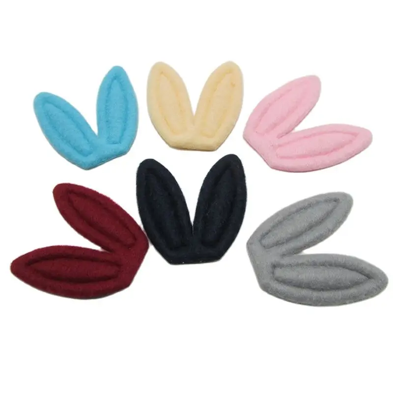 

40pcs/lot 4.5x5c Plush Padded Rabbit ears Appliques DIY Children Hair Accessories For Clothes Sewing Supplies DIY Craft