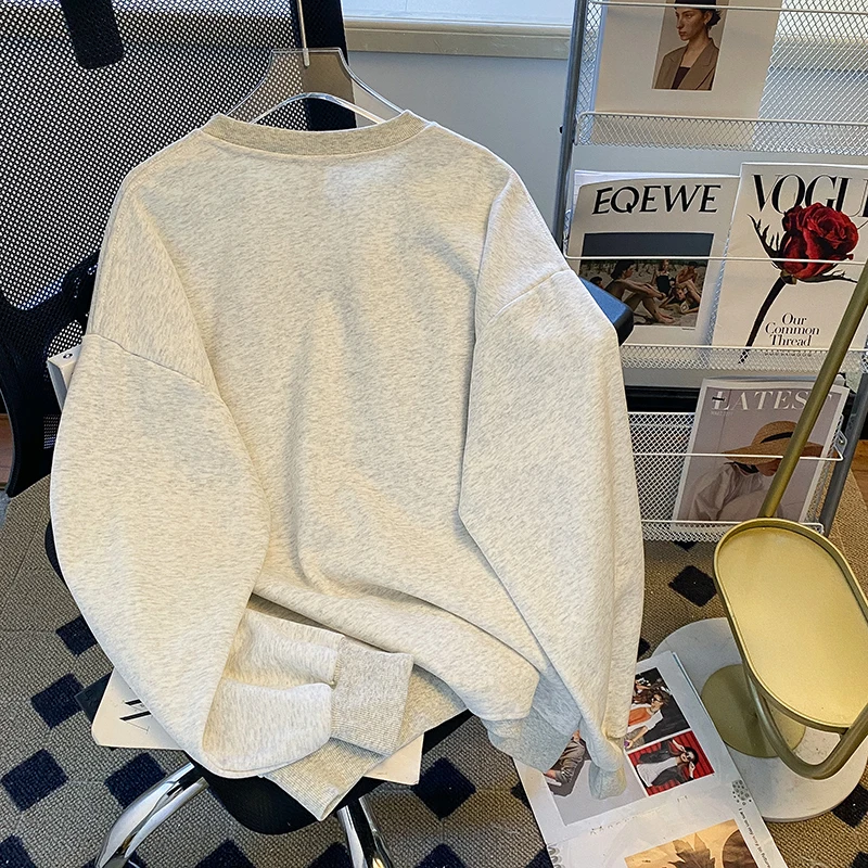 Women's Autumn and Winter Thin Sweatshirt New Round Neck Women Loose Long Sleeved Tops Letter Printed Tshirts Pullover Women