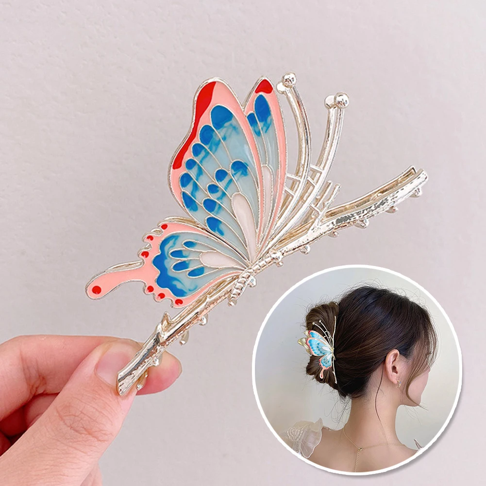 

Vintage Painted Butterfly Women Hair Claws Luxury Hair Clips For Girl Crab Large Size Fashion Barrette Headwear Hair Accessories