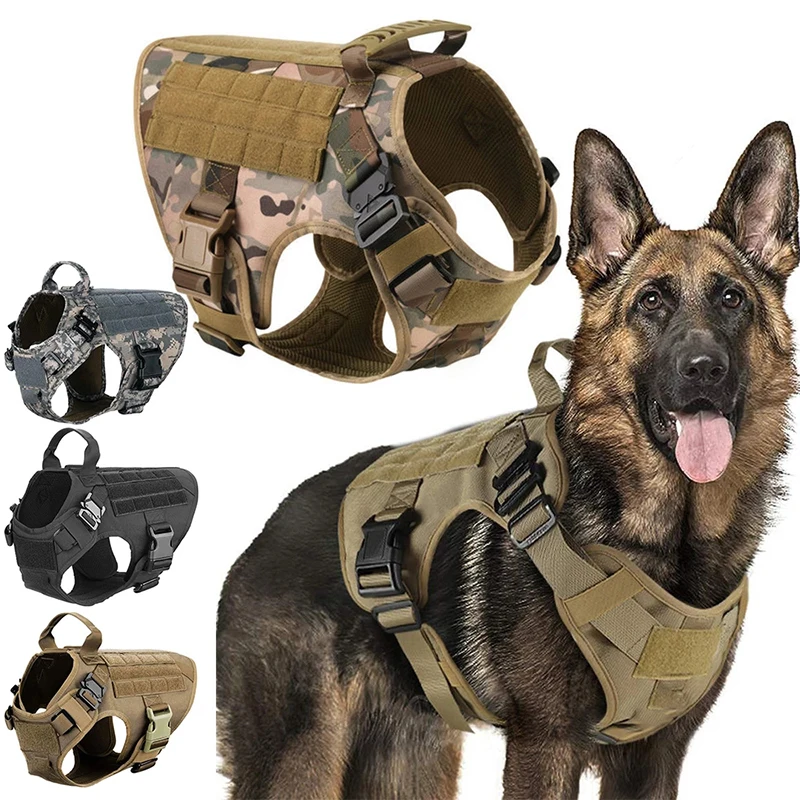 

Tactical Dog Harness Military Pet German Shepherd K9 Large Small Dog Harness Adjustable Malinois Training Vest Nylon Leash Set