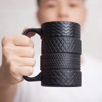 400ml creative tire coffee cups and mugs personalized ceramic milk tea water beer drinking cup non slip tumbler drinkware gift