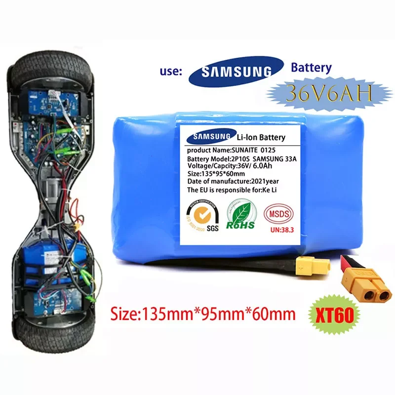 

Оригинальные аккумуляторы 36 В, 6000 мАч, Ач, перезаряжаемая литий-ионная батарея для электрического самобалансирующегося скутера, гироскутер...