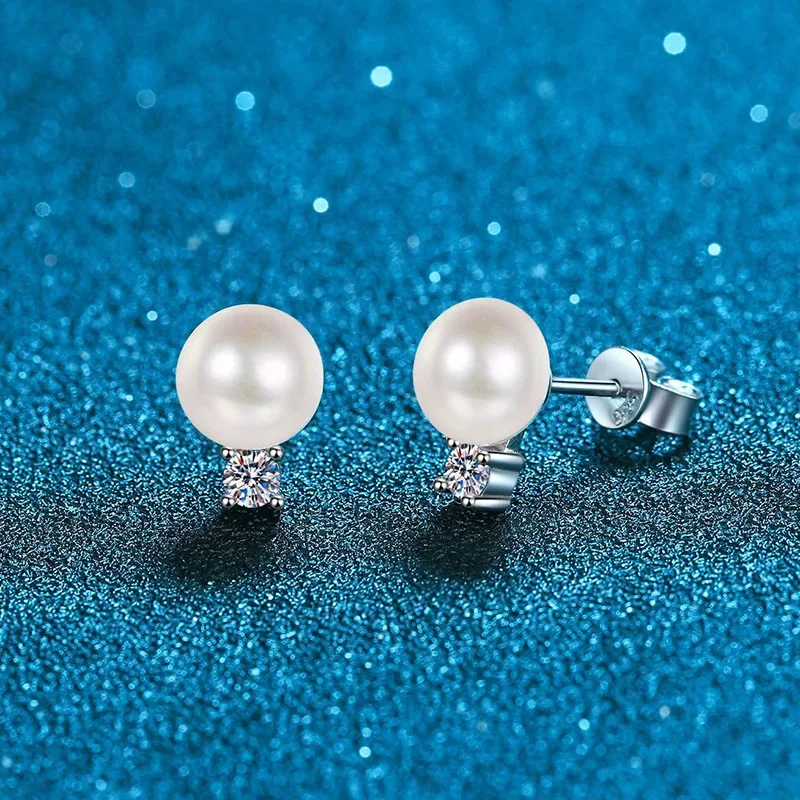 Серьги-гвоздики Halaile D цвета 0 1/0 3 карата S925 из настоящего муассанита с жемчугом и