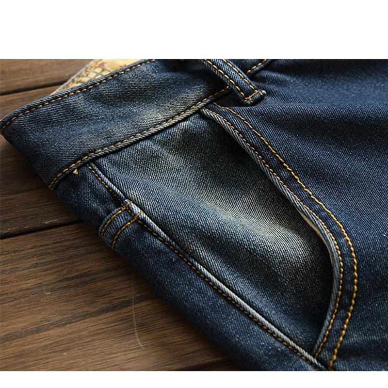 2022 New Winter Straight Jeans Men Pants High Quality Casual Hip Hop Fleece Warm Thicken Flocking Mens Ripped Denim Jeans