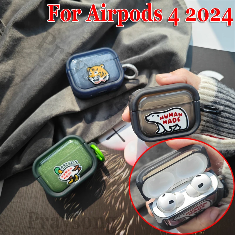 Чехол Pro 2 модный крутой чехол для Airpods 4 с мультяшными животными 3 мягкий девочек