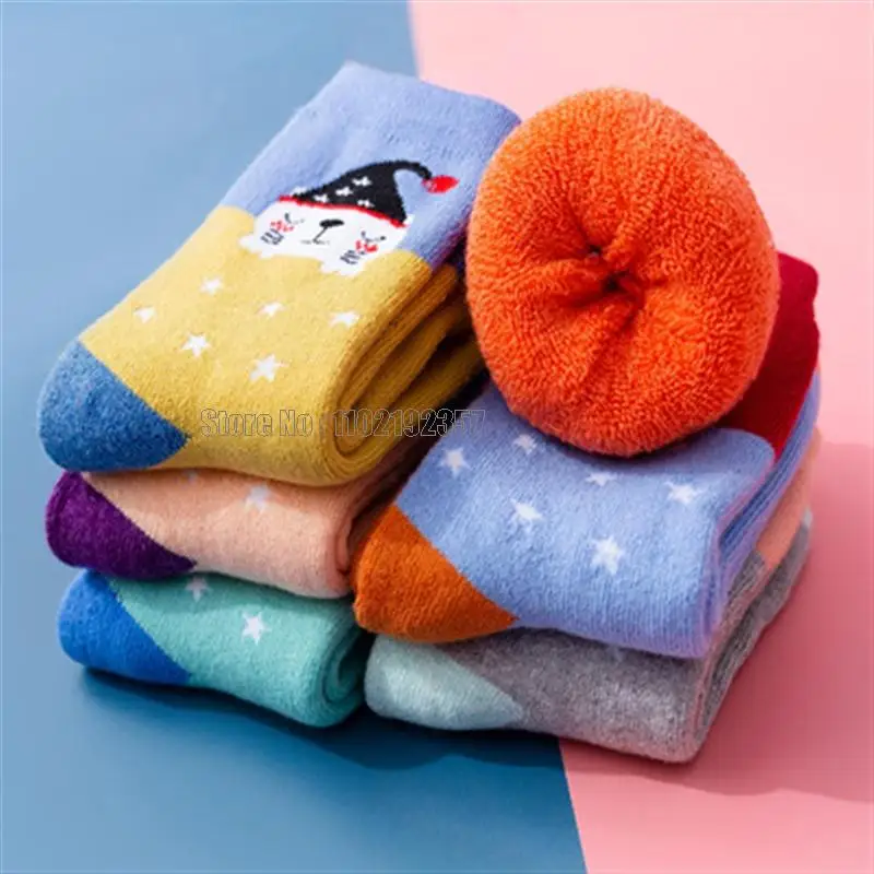 Детские плотные теплые рождественские детские дешевые носки с рисунками для