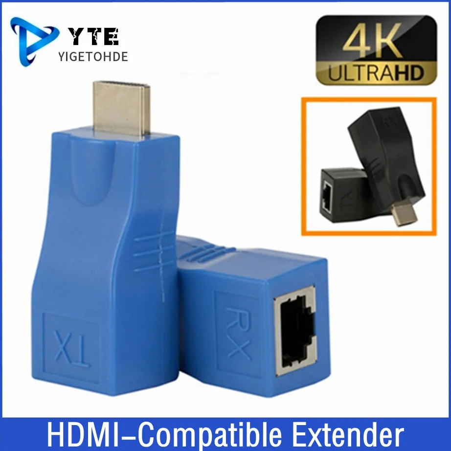 HDMI-совместимый удлинитель RJ45 4K 3D Hdmi-совместимый 1 4 30 м для через Cat 5e/6 сетевой LAN