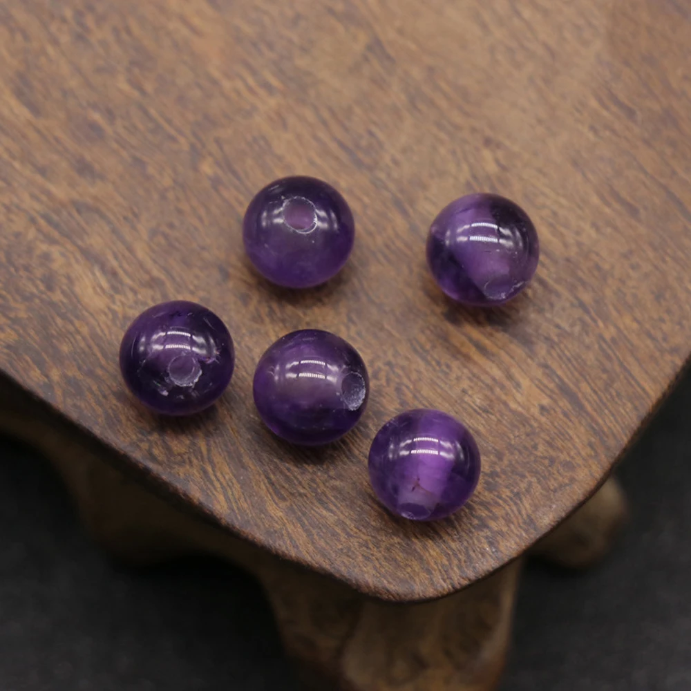 

5PCS Natural Stone Pendant Round Big Hole Beads Smooth Agates For Charm Jewelry DIY Necklace Bracelet Accessories Making 8mm