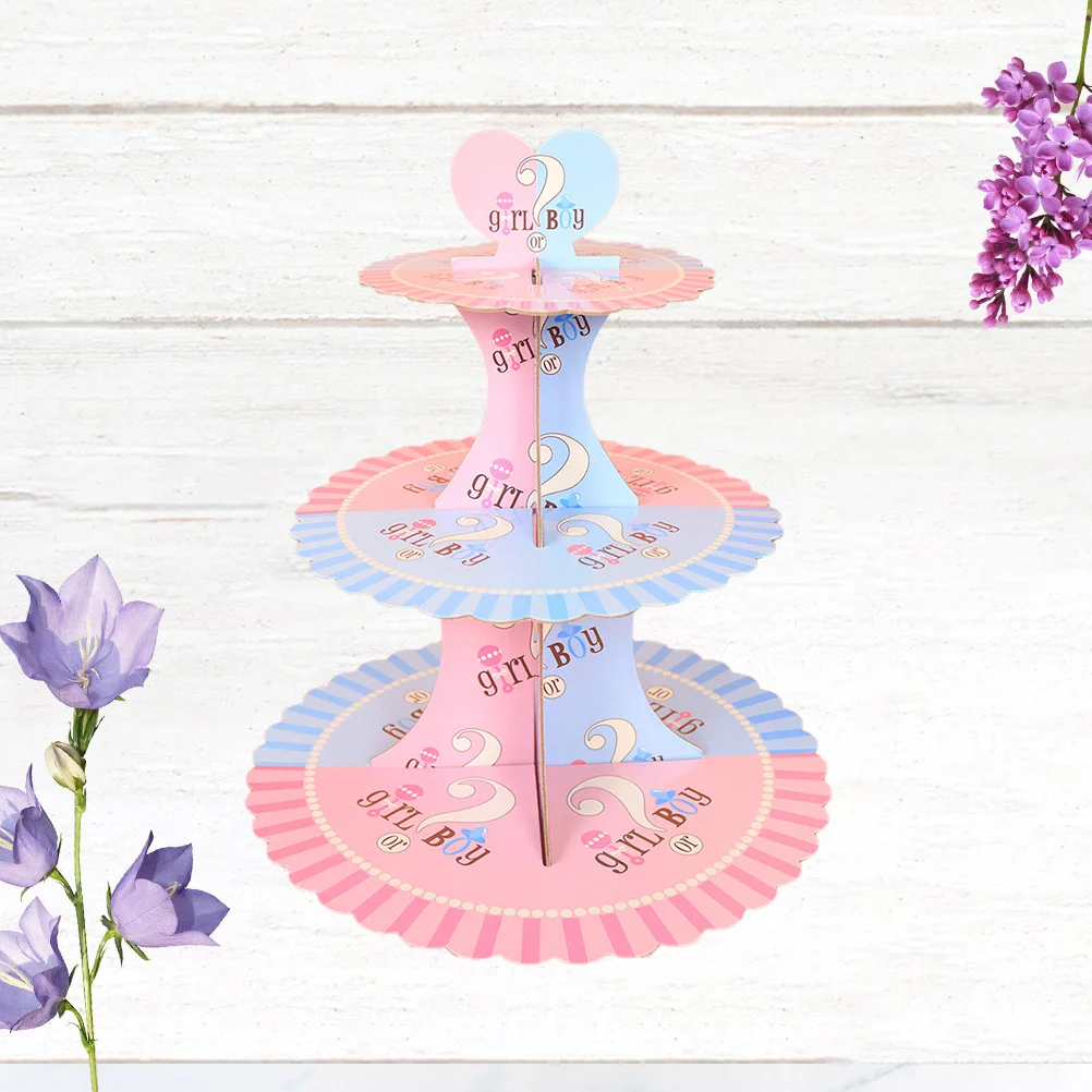 

Stand Cupcake Cake Baby Shower Tower Paper Dessert Three Display Party Platter Serving Birthday Cardboard Rack Stands Embossed