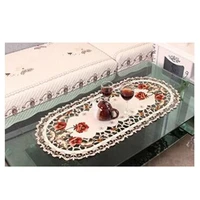 40x85cm oval vintagee embroidered lace tablecloth floral table clothmat wedding party event home decoration