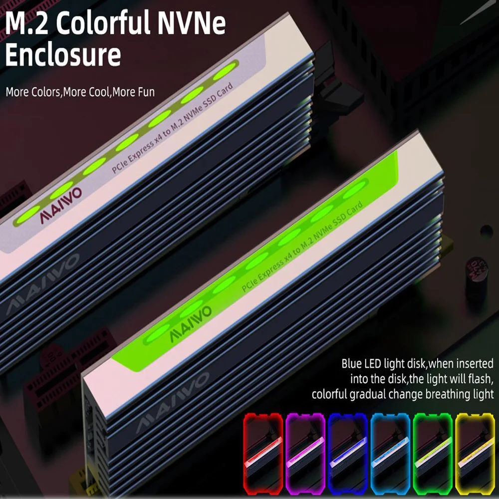 Фото Адаптер адаптера MAIWO NVME M.2 SSD Карта расширения NVMe to PCIe X4 X8 X16 Алюминий для M.2 NVME 2230 2242 2260 2280 SSD №4
