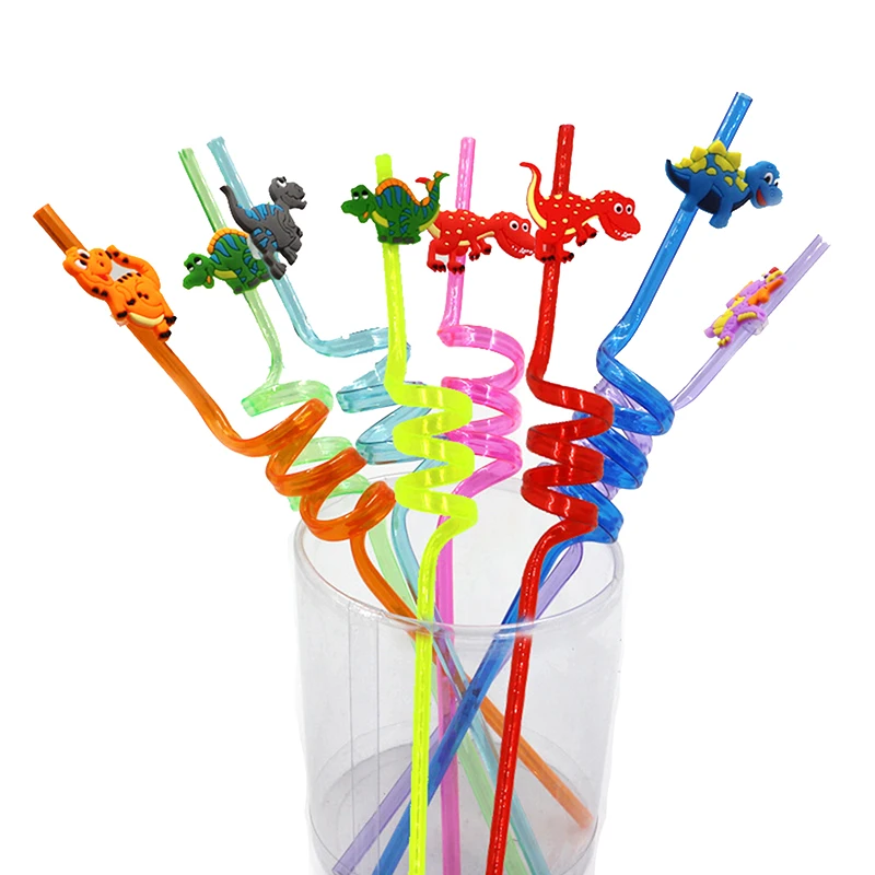 

8pcs 25cm Reusable Dinosaur Straws Plastic Drinking Straws for Kids Birthday Party Decorations Dino Birthday Party Supplies
