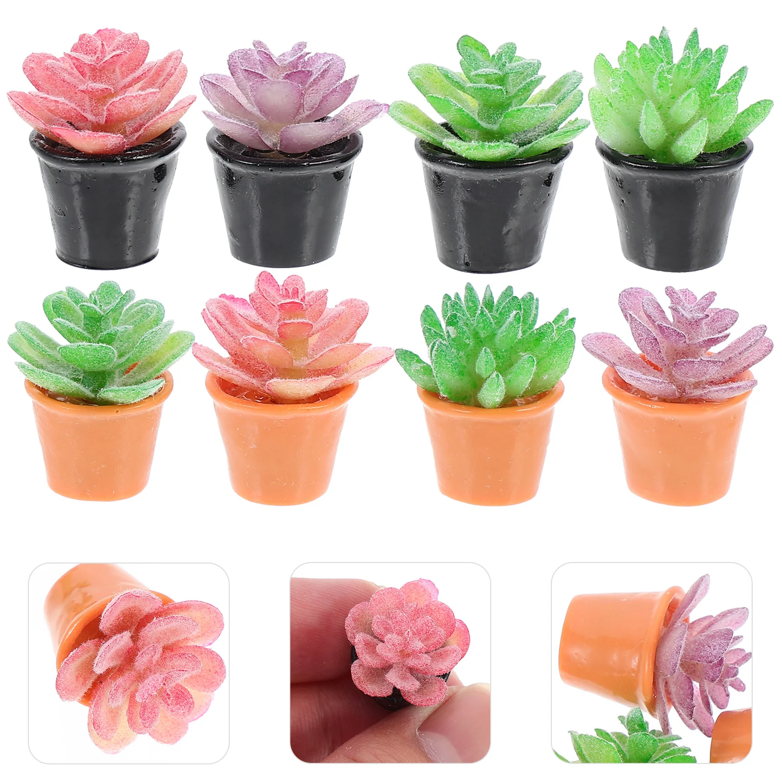

8pcs Fake Succulent Artificial Photography Props Succulent Fresh Green Grass in Pot Succulent Flowerpot