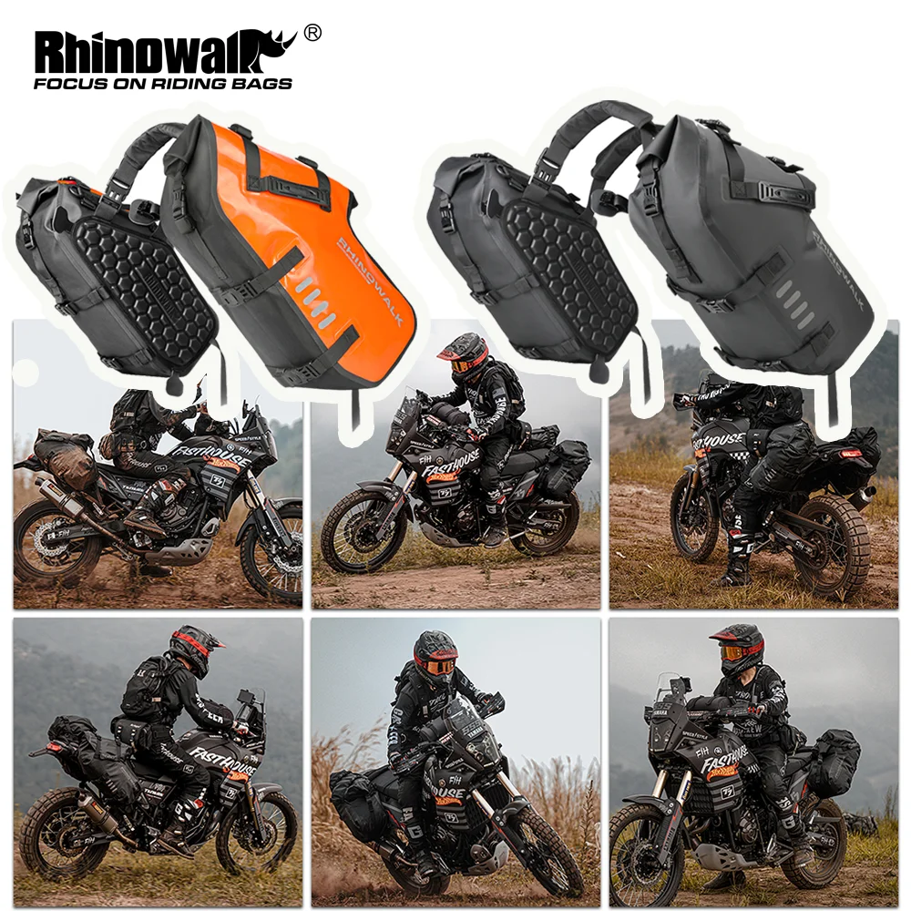Фото Боковая сумка для мотоцикла Rhinowalk, 2 шт., 100% водонепроницаемая, 18 л/28 л/48 л, седельная сумка для мотоцикла, сумка-корзина для мотора, седельные сумки, летняя распродажа №1