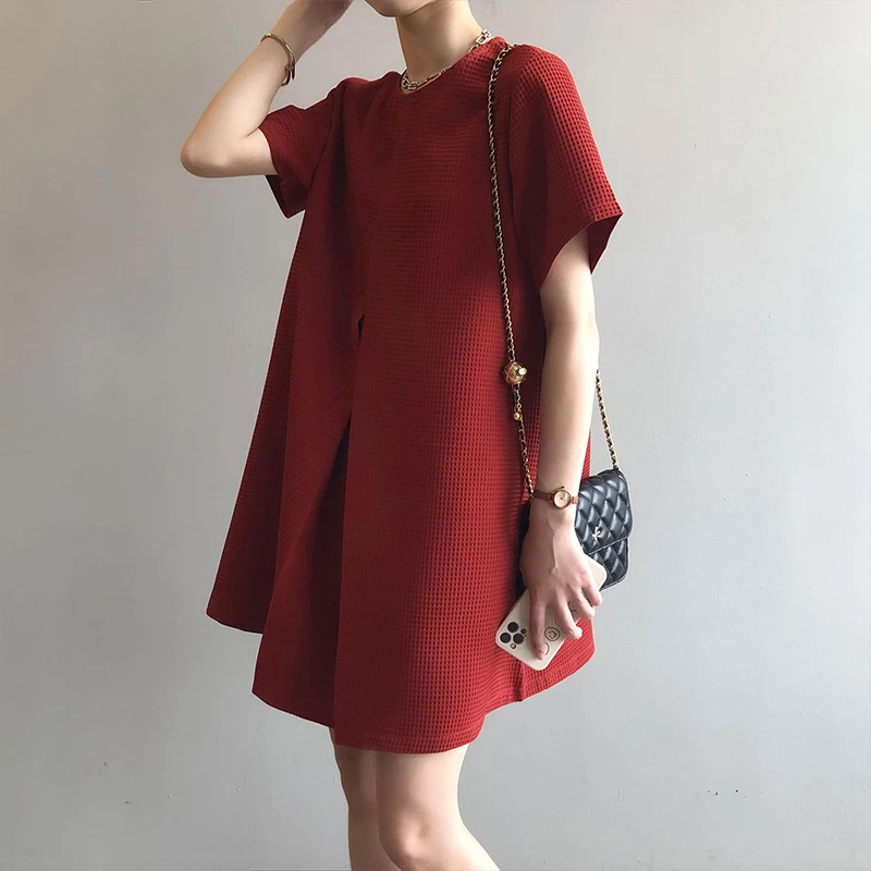 

Женское Повседневное платье в клетку, элегантное красное свободное платье-трапеция с коротким рукавом, белое мини-платье для женщин, Новинка лета 2023