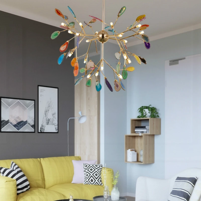 Скандинавские классические железные художественные люстры с блестящими червями