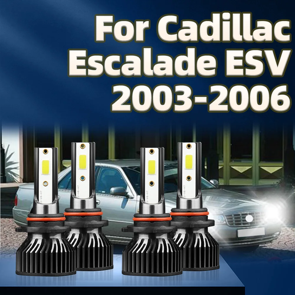 4 шт. Светодиодные Автомобильные фары 9005 9006 Turbo Mini Lamp 6000 лм 2003 K для Cadillac Escalade ESV 2004