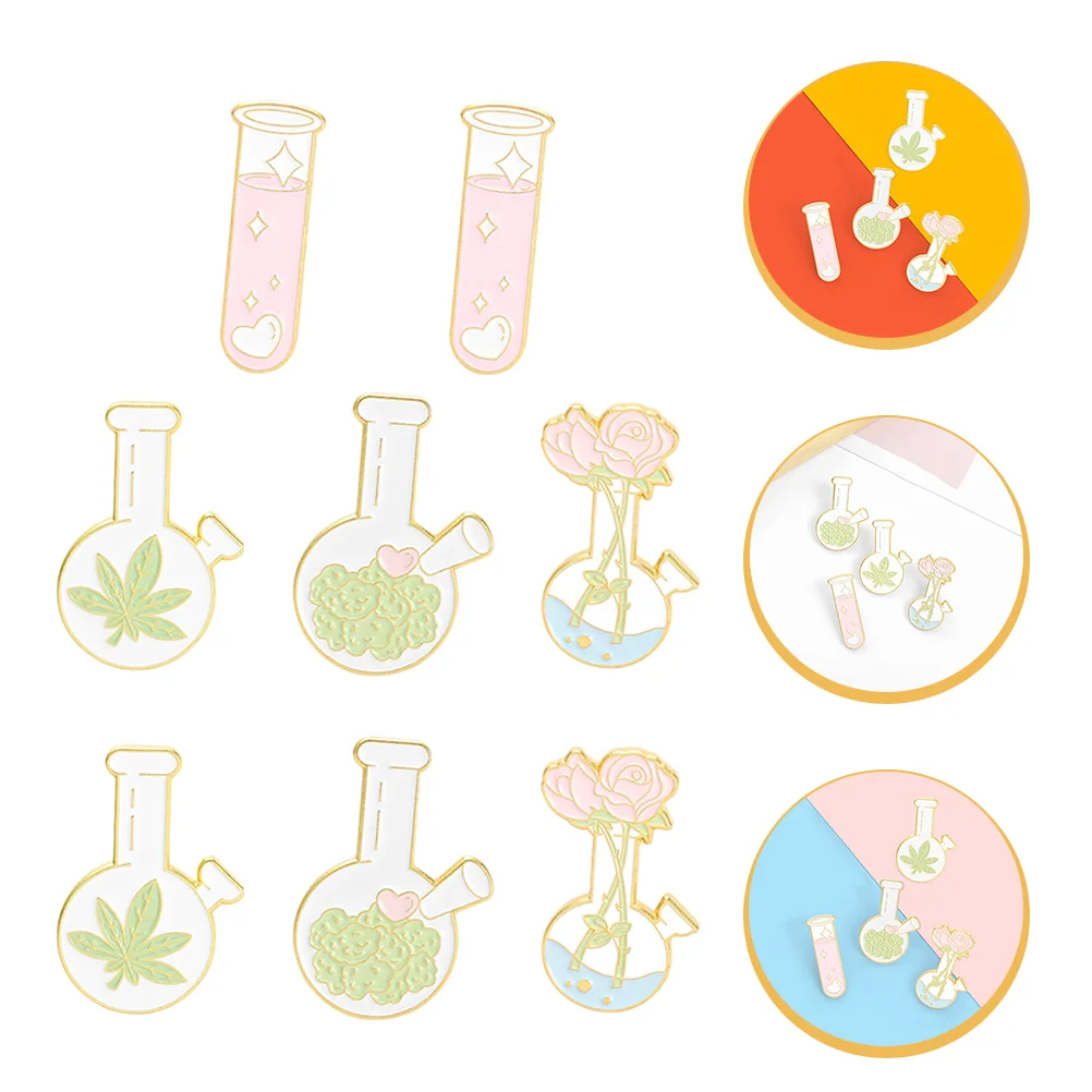 

8Pcs Science Brooch Test Tube Lapel Pin Chemistry Experiment Brooch Coat Pin