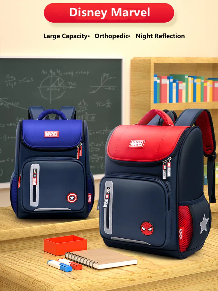 2022 Disney New School Bags For Boys Spider Man Captain America Primary Middle Student Shoulder Orthopedic Backpack Mochilas