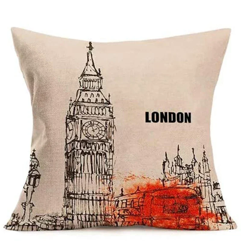 Льняной хлопковый чехол для подушки с животным узором бренд Eovna Pizzi Bastion Эйфелева