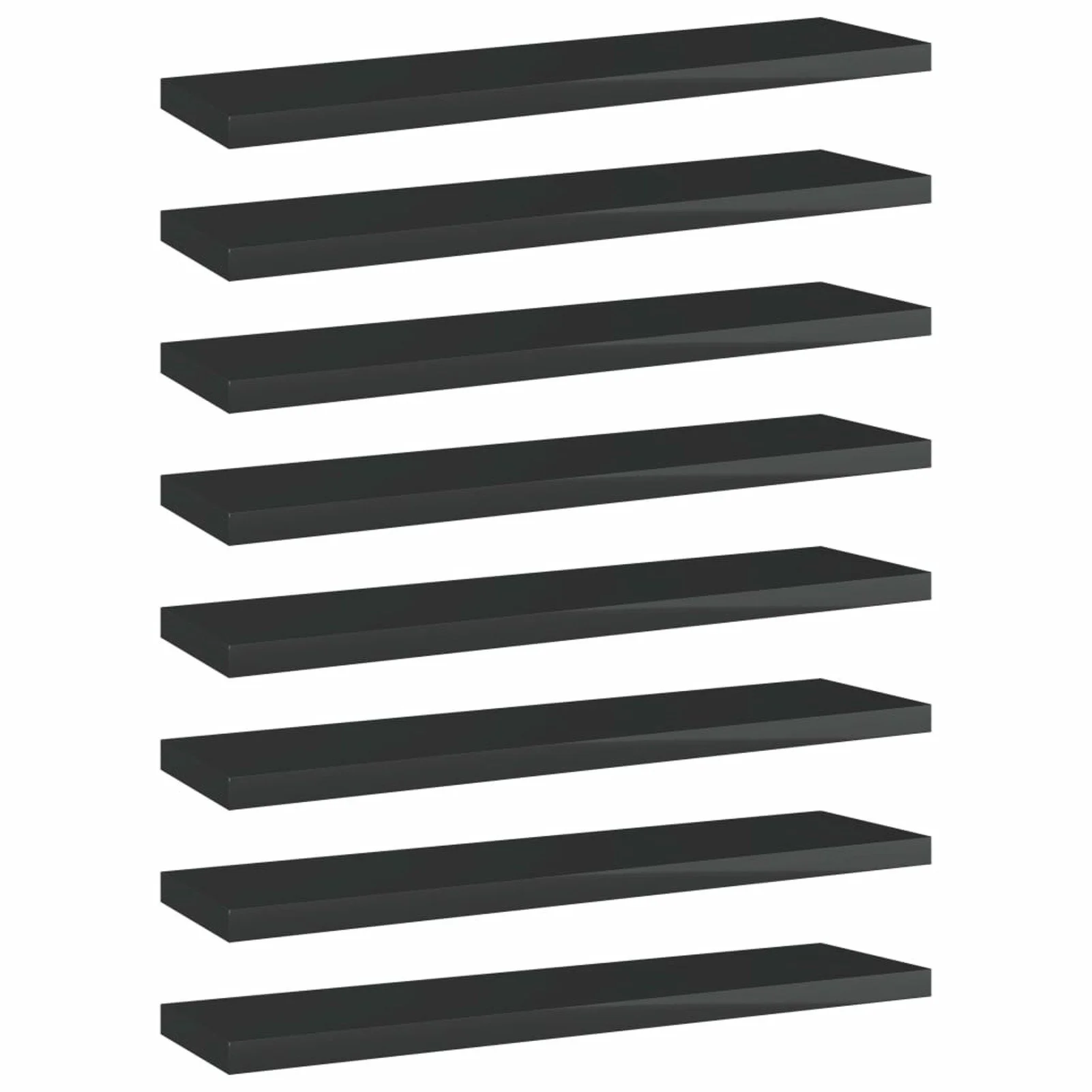 

Bookshelf Boards 8 pcs High Gloss Black 15.7"x3.9"x0.6" Chipboard