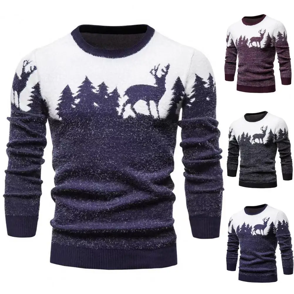 

Christmas Pattern Men Sweater Autumn Winter Hiphop O Neck Long Sleeve Sweatshirts Harajuku Men Knitted Pullover sudaderas hombre