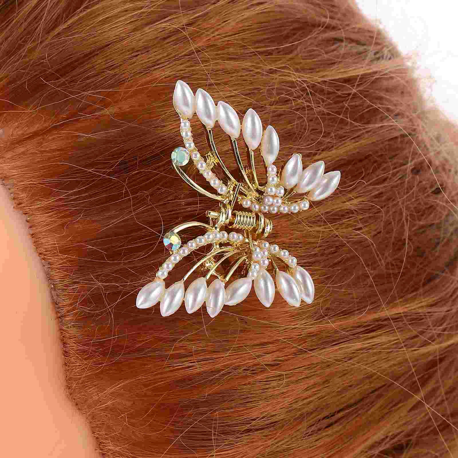 

2pcs Hair Claw Clamp Pearl Butterflies Hair Claw Clip Hair Accessories