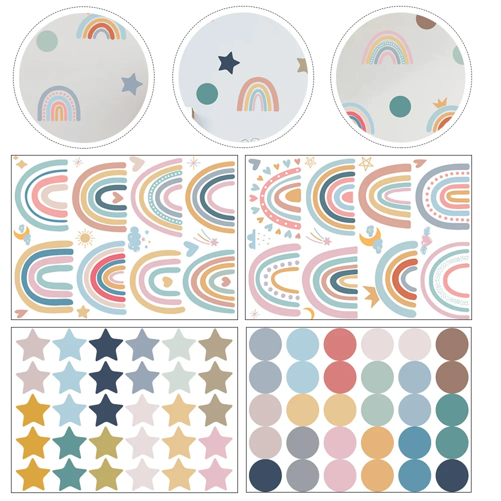 

2 Sets Of Wall Decorative Rainbow Pattern Kids' Room Rainbow Stickers Rainbow Wallpaper Wall Stickers