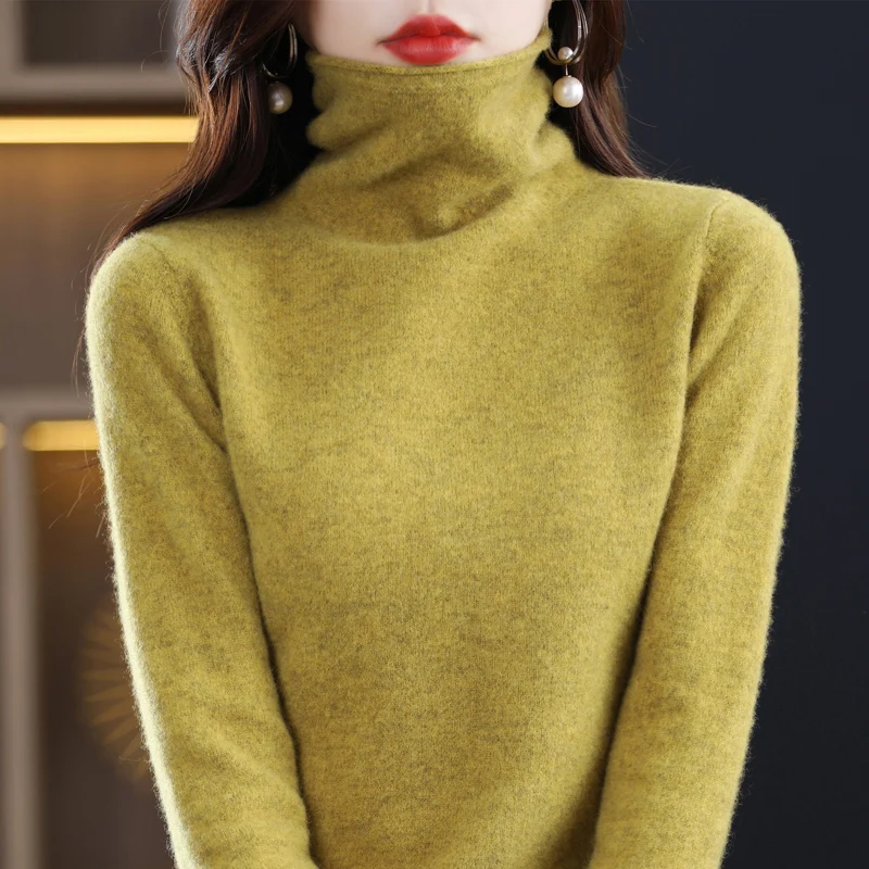 

Pile Collar Wool Sweater Women's 100 Pure Autumn And Winter High-neck Western Style With Thin Knitted Bottoming Cashme
