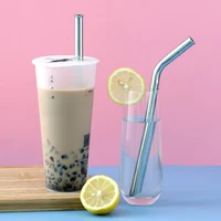 4pcs colorful 12mm reusable metal 304 stainless steel boba straws set bent straw for bar drinking metal straw