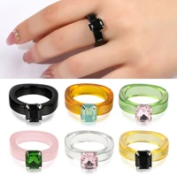 jewelry gifts girls accessories with diamond transparent resin ring acrylic rhinestone vintage retro ring women rings