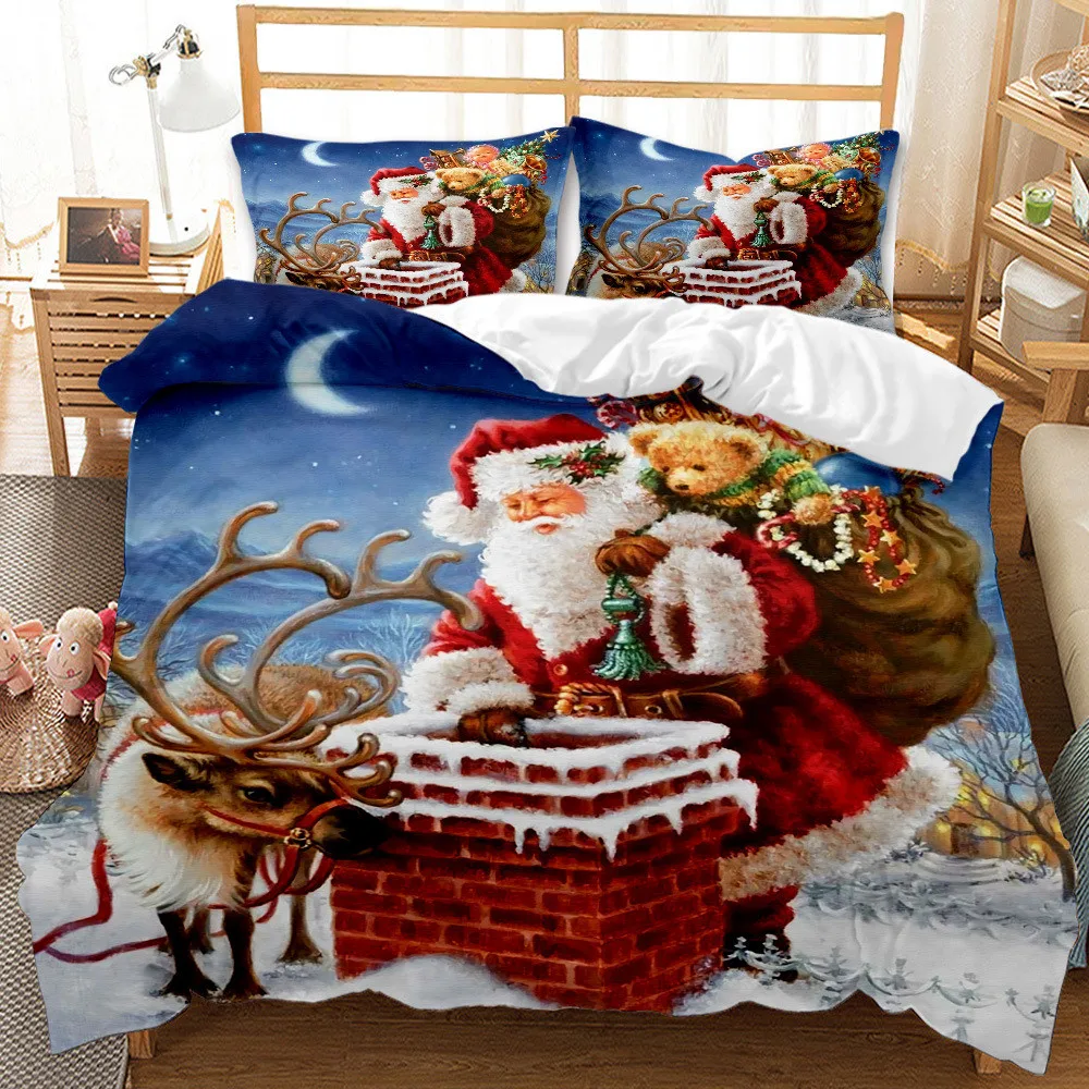 

Christmas Bedding Set Snowflakes Duvet Cover Set Cute Gingerbread Women Cherry Stars Pattern Design Merry Christmas Bedding Set