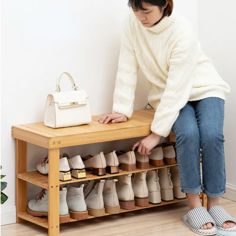 

Bench Seat Simple Modern Shoes Changing Stool Home Porch Storage Shoes Luxury And Creative Bamboo Hallway Furniture