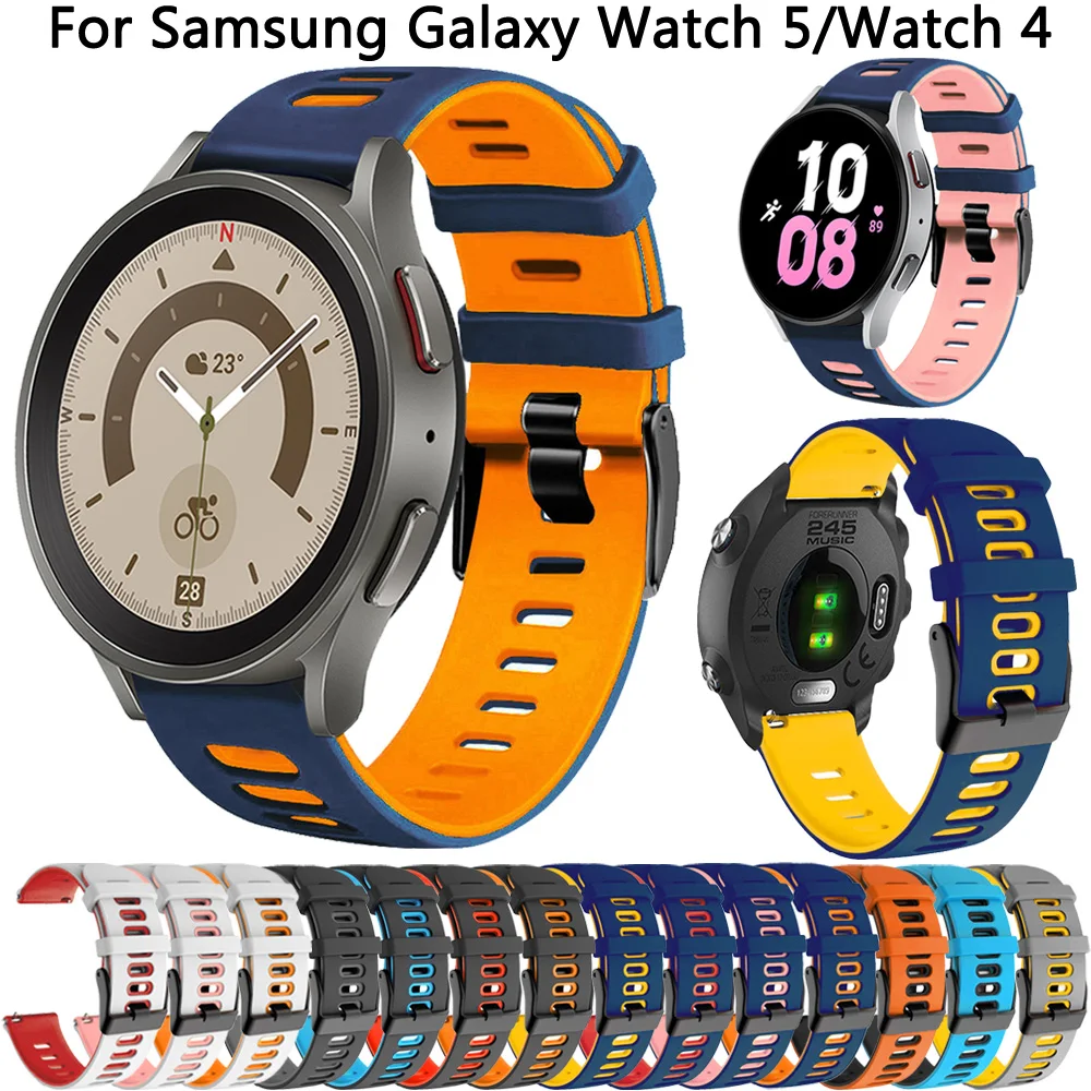 

For Samsung Galaxy Watch 5 Pro 45mm 44mm 40mm Watch Strap 20mm Silicone Bracelet Correa For Galaxy Watch 4 classic 42 46mm Bands