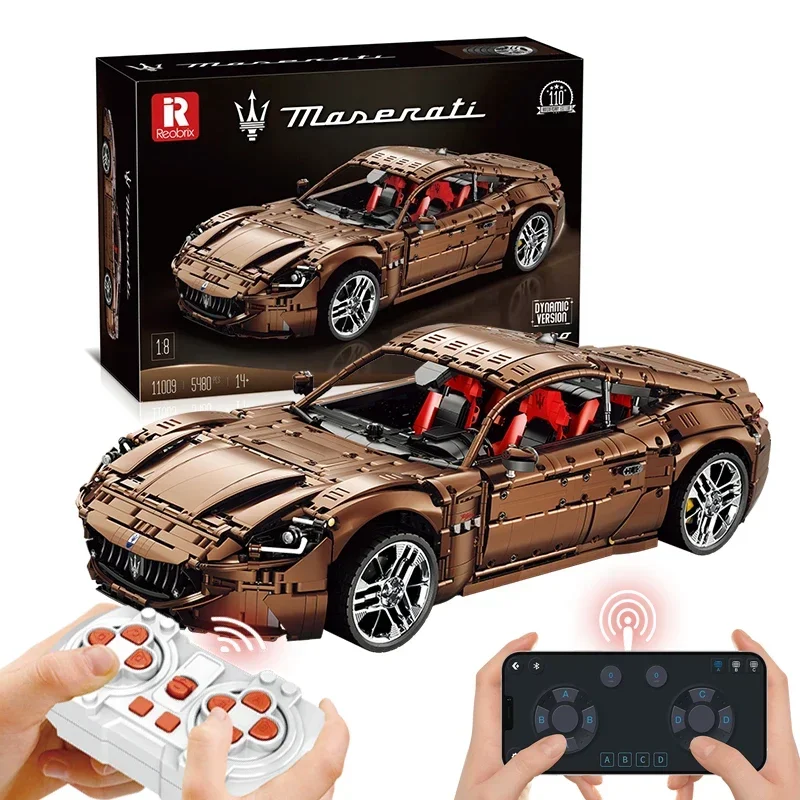 Фото Модель автомобиля Maserati GranTurismo в масштабе 1:8, конструктор с дистанционным управлением, суперкар, технологичная модель автомобиля из кирпичиков, игрушка, настольное украшение для коллекции. №1