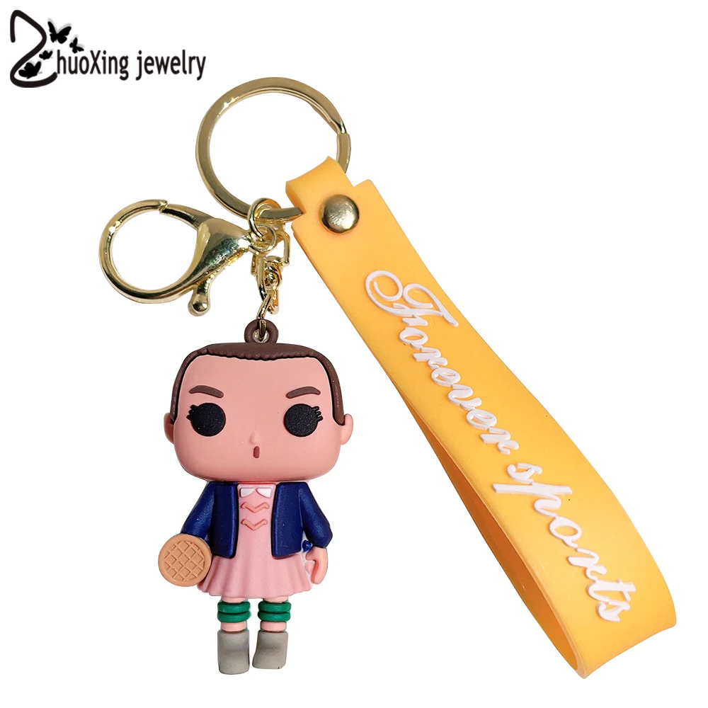 

Hellfire Club Silicone Keychains Cute Eleven Dustin Pendant Keyrings Drama Tv Keyholder for Backpack Accessories Fans Gifts