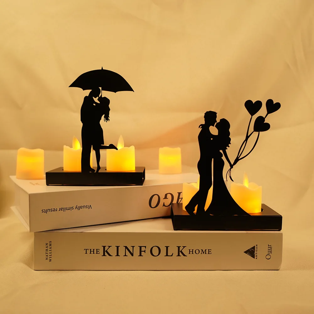 

Creative Wedding Decoration Props Candlestick Decoration Valentine's Day Proposal Embrace Confession Atmosphere Candle Lamp Gift