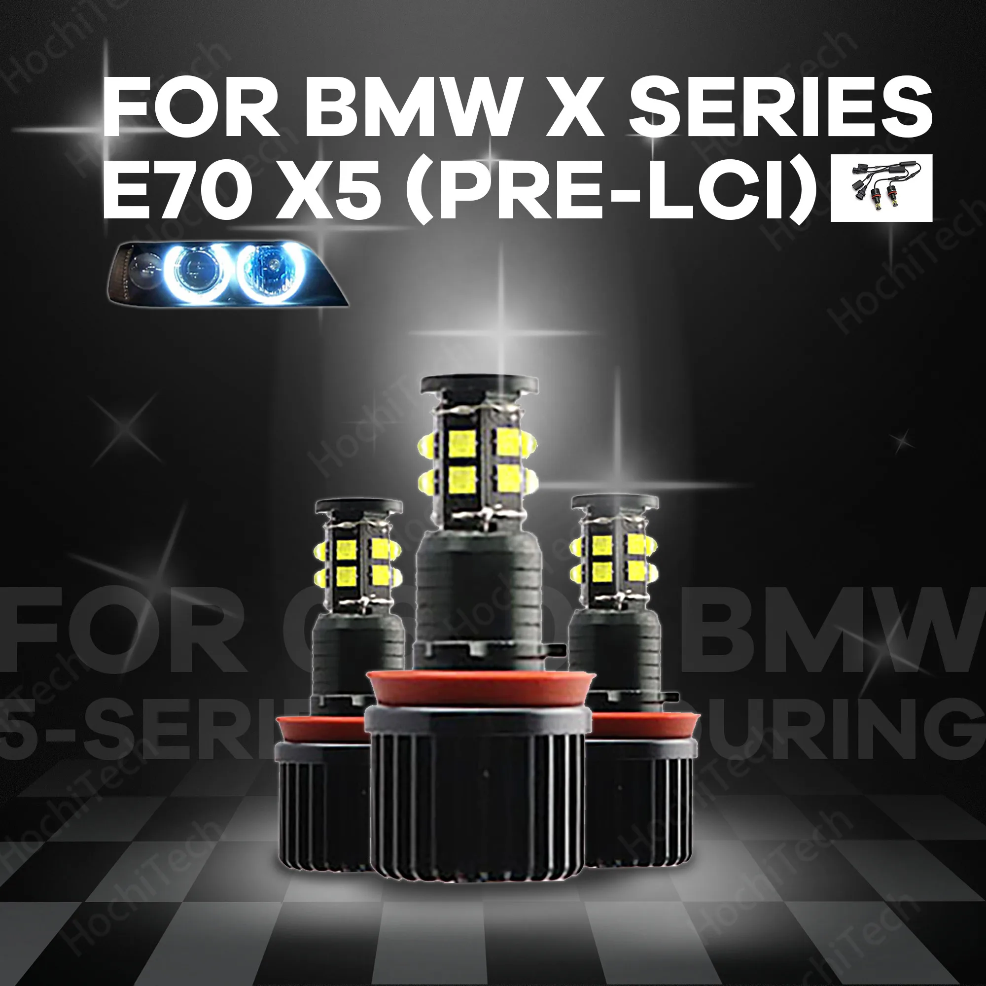 

For BMW X5 E70 (Pre-LCI) 2007 2008 2009 2010 High Power Free Error 3200LM LED Marker White 240W h8 / h11 LED Angel Eyes Marker