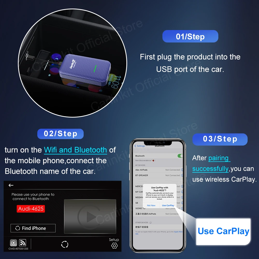 2022 CarlinKit 4 0 для беспроводной Android авто Apple CarPlay ключ мини Box активатор USB адаптер Volvo