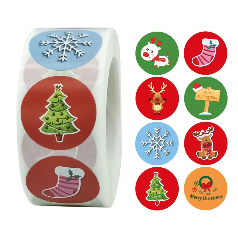 

500 шт. в упакопосылка, наклейки, полезная мультяшная Рождественская елка для хлебобулочных рождественских упаковок, ленты для запечатывания подарочной коробки