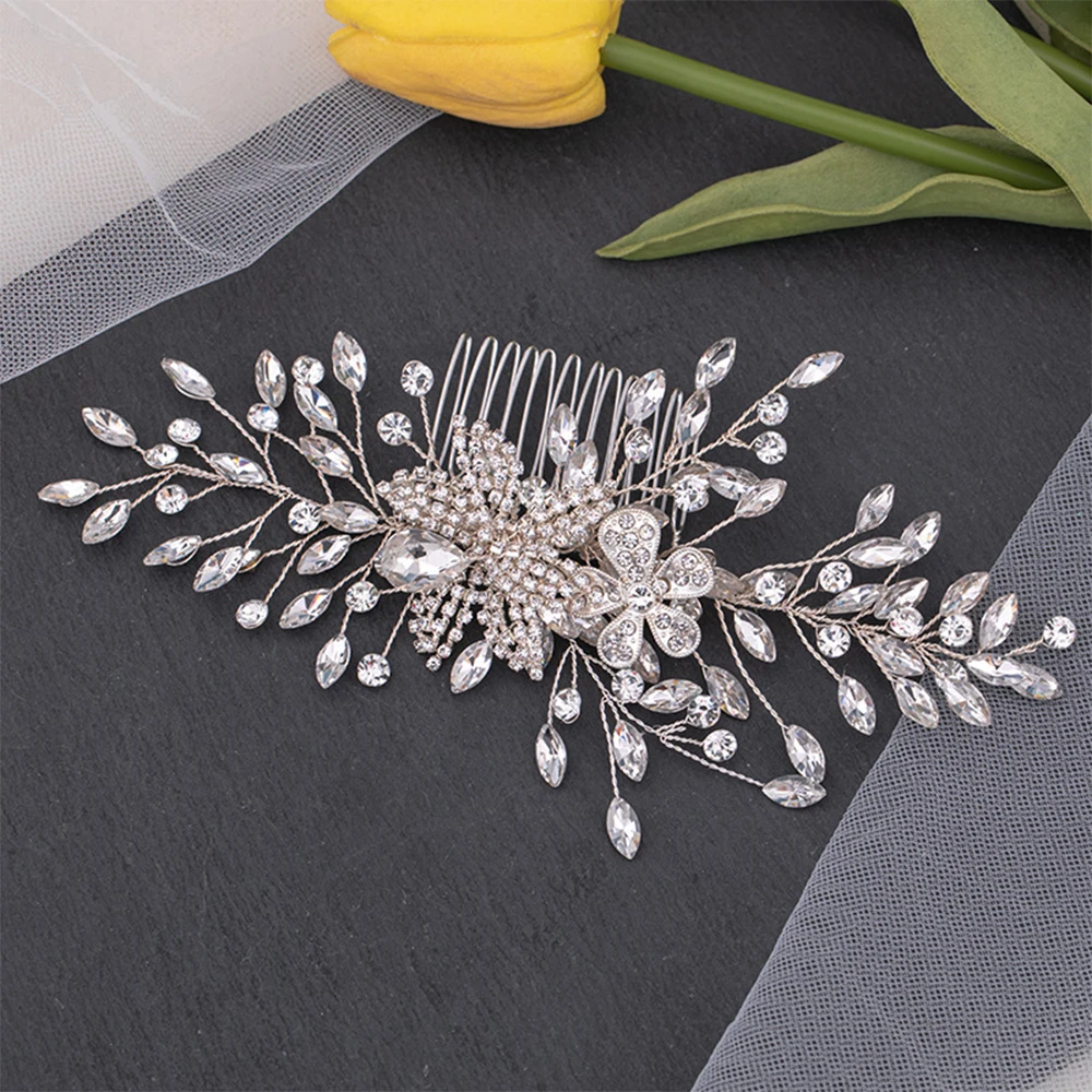 

Rhinestone Crystal Hair Comb Band Headband For Women Bride Bridal Wedding Hair Accessories Jewelry Comb Tiara Headpiece ML