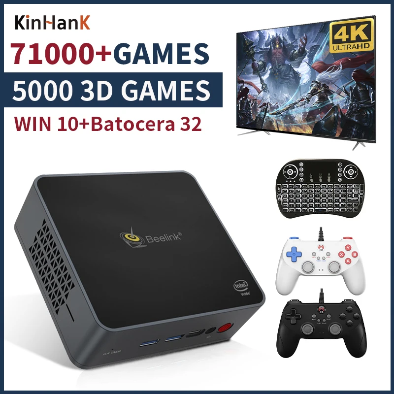 

Super Console PC Lite Video Game Beelink Mini PC with Gamepad Support For SS/PS2/DC/N64/Wii 60+ Emulators Build in 71000 Games